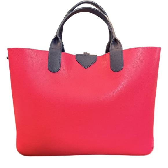 Longchamp Roseau Reversible Leather Tote Bag *peeling finish on navy side* - Picture 3 of 15